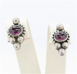 Almandine Garnet Silver-Stone Stud Earrings 925 3.4g